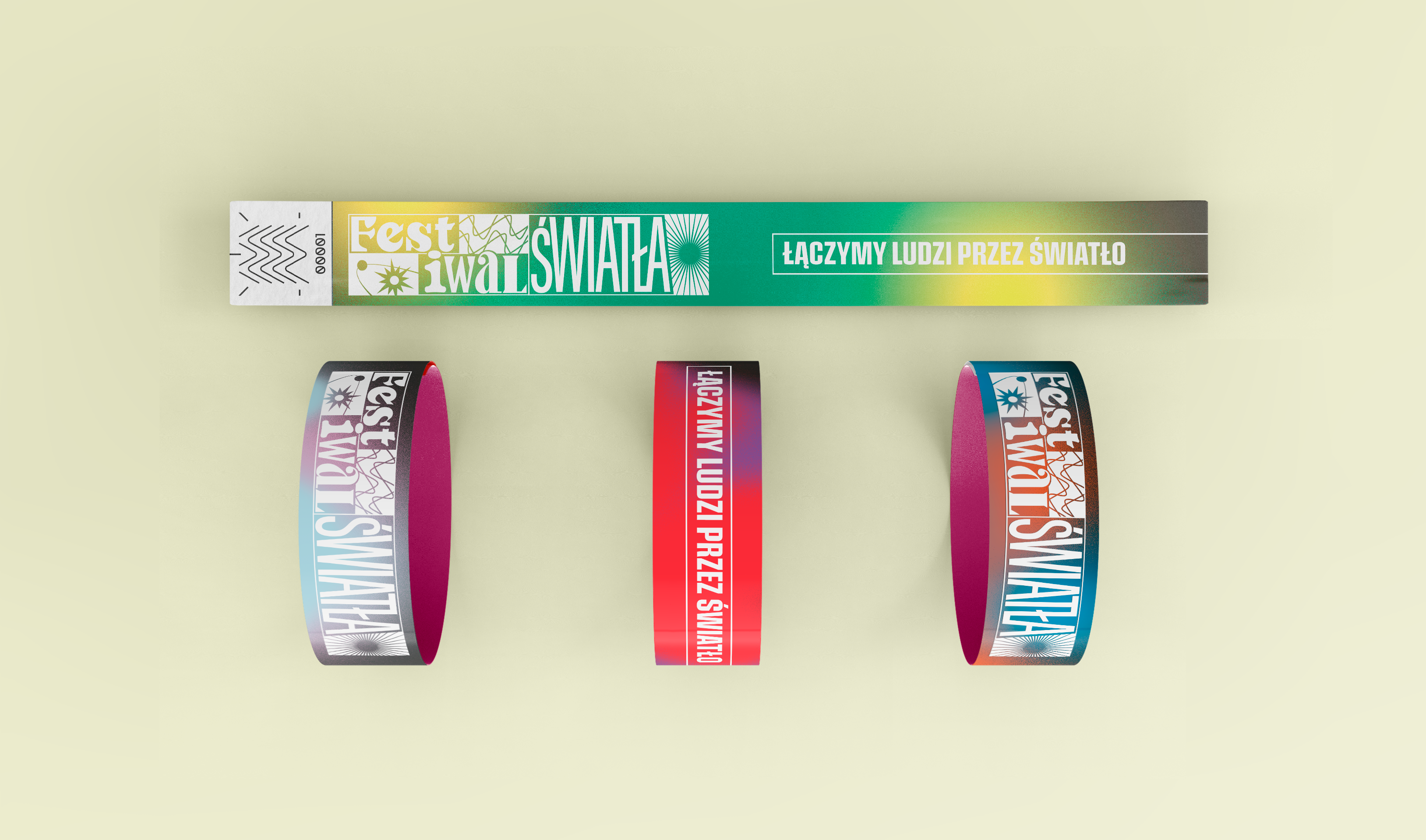 set of wristbands with a branding of Festiwal Światła