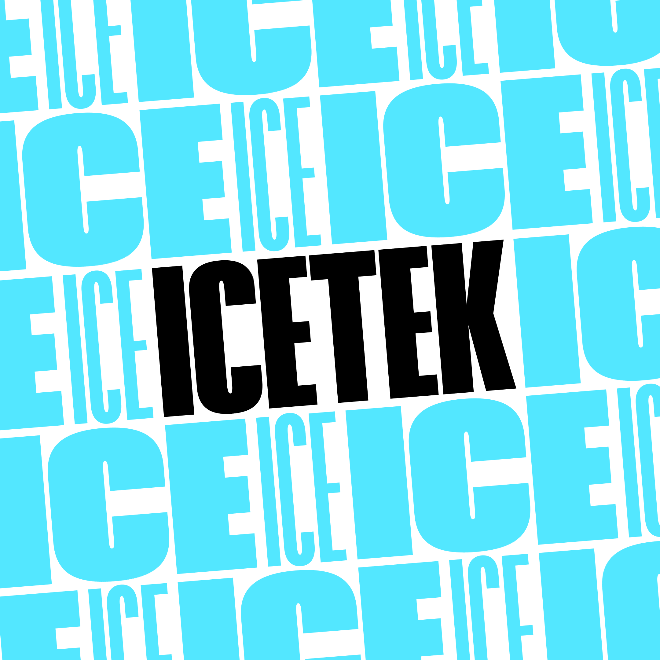 Image showing Icetek branding with repeated blue 'ICE' text on a light blue background and a bold black 'ICETEK' text in the center.