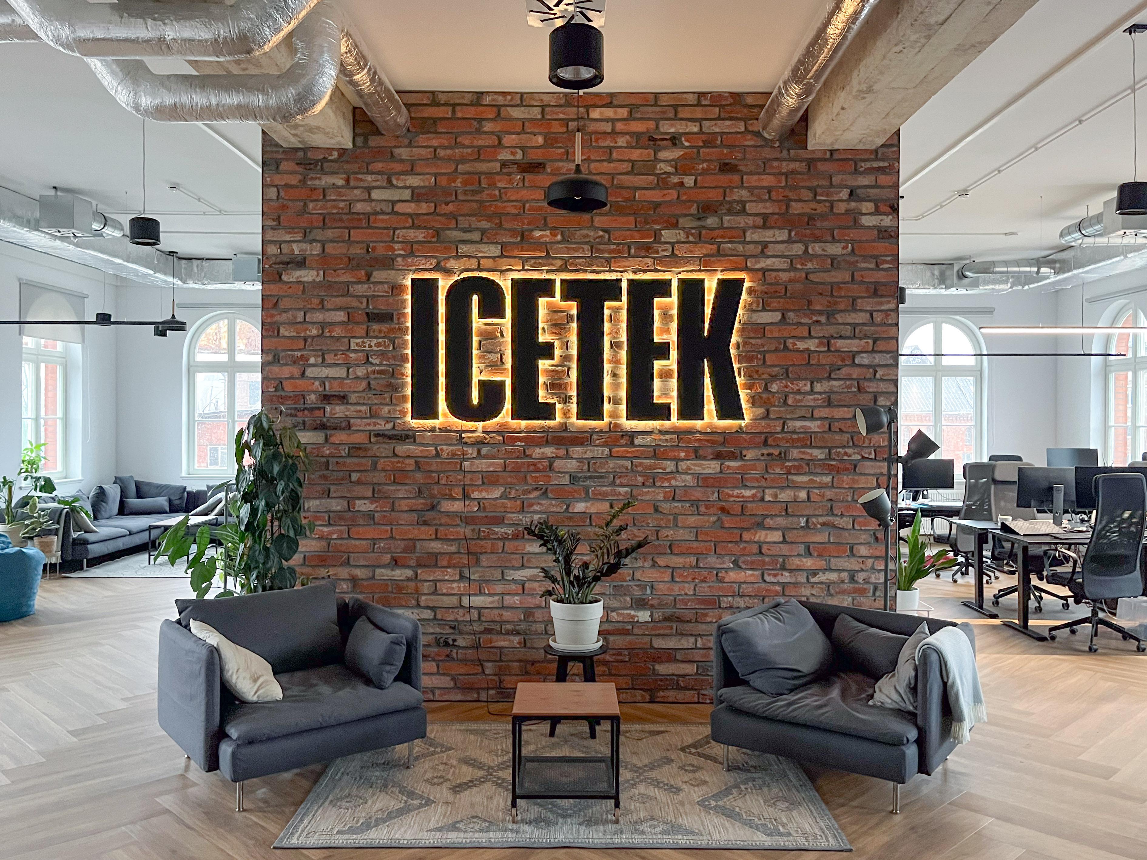 Examples of ICEtek branding applied to office space